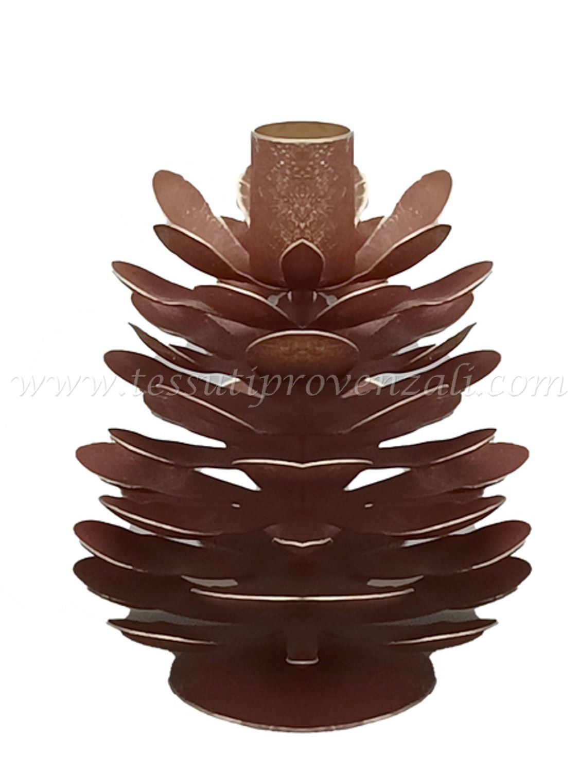 Blanc Mariclo porta candela in metallo a forma di pigna serie Borgo Antico altezza cm.13 colore rosso mattone