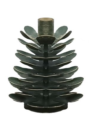 Blanc Mariclo porta candela in metallo a forma di pigna serie Borgo Antico altezza cm.13 colore verde