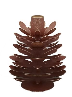 Blanc Mariclo porta candela in metallo a forma di pigna serie Borgo Antico altezza cm.13 colore rosso mattone