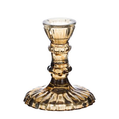 Blanc Mariclo porta candela in vetro serie Vent du Sud altezza cm.10 colore ocra
