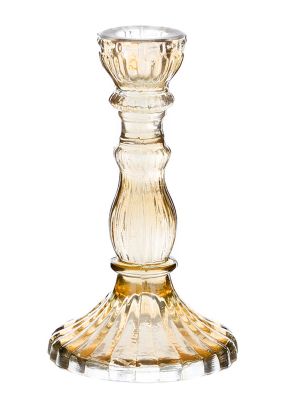 Blanc Mariclo porta candela in vetro serie Vent du Sud altezza cm.15 colore ocra