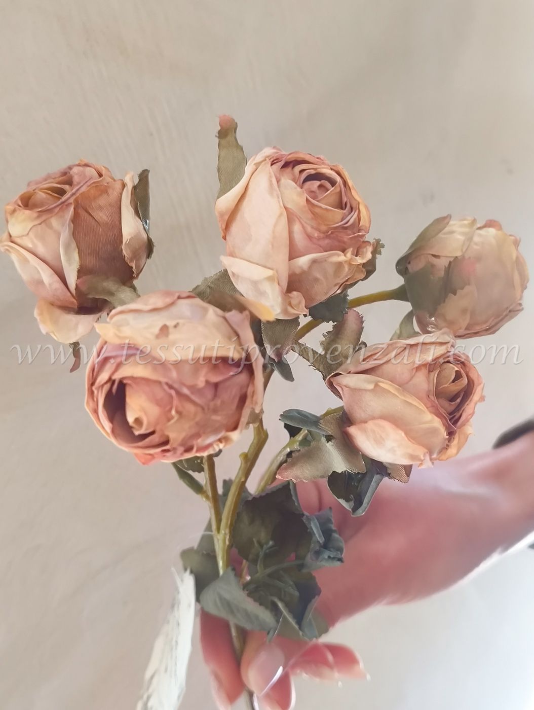 Blanc Mariclo ramo rose effetto essiccato serie Florilegio variante rosa antico h. 43