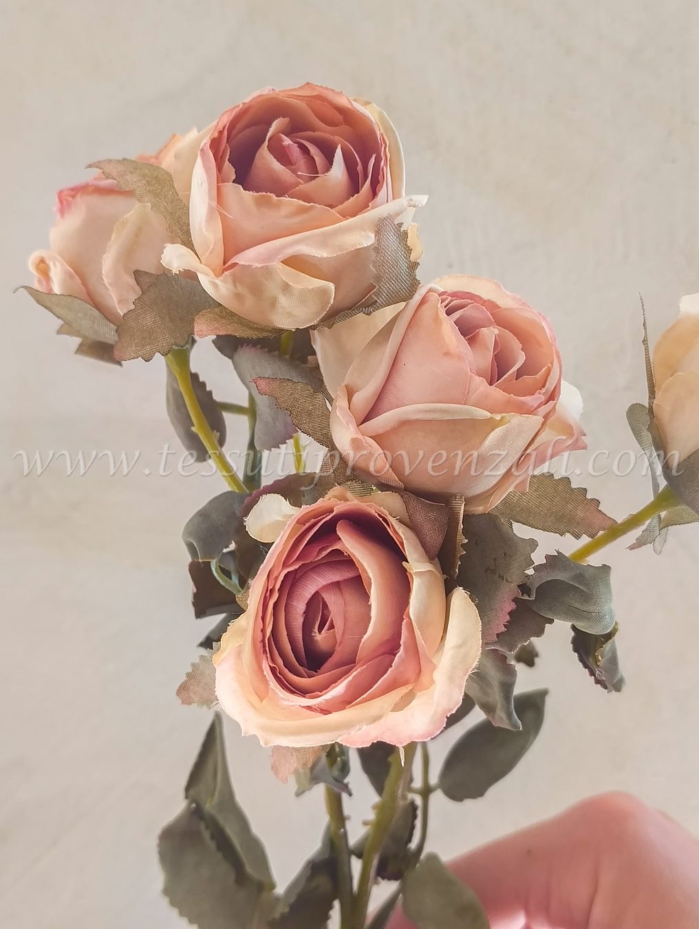 Blanc Mariclo ramo rose effetto essiccato serie Florilegio variante rosa cipria h. 43