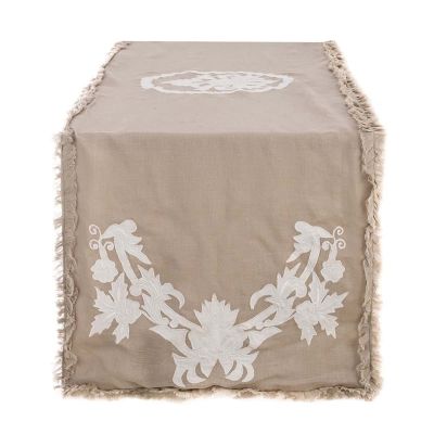 Blanc Mariclo runner / striscia centrotavola con applicazioni serie Brocante 