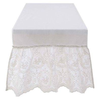 Blanc Mariclo runner/striscia centrotavola con balza serie Tintoretto colore bianco