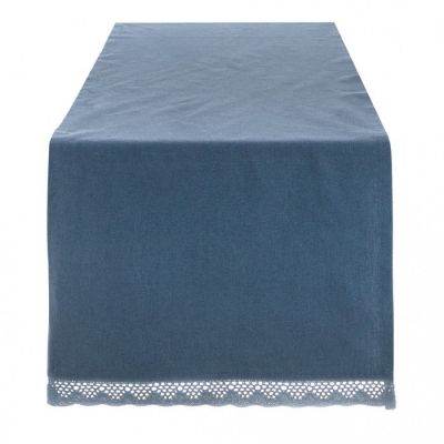 Blanc Mariclo runner / striscia centrotavola con crochet serie Infinity colore azzurro