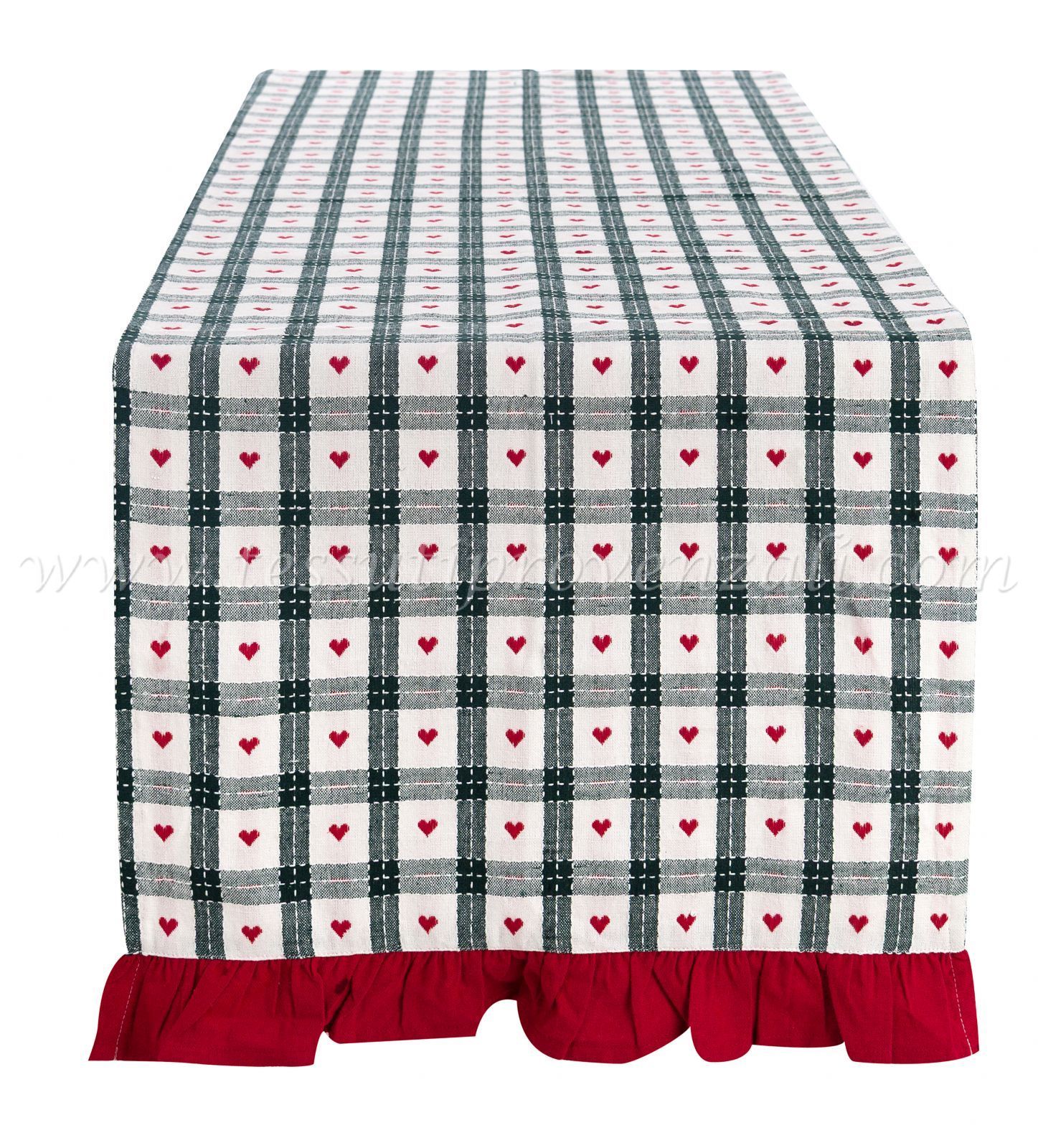 Blanc Mariclo runner/striscia centrotavola con volant serie Cuori Incantati 
