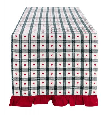 Blanc Mariclo runner/striscia centrotavola con volant serie Cuori Incantati 