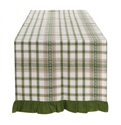 Blanc Mariclo runner/striscia centrotavola con volant serie Foresta Nobile