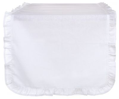 Blanc Mariclo runner / striscia centrotavola con volant serie Infinity bianco cm. 45x140