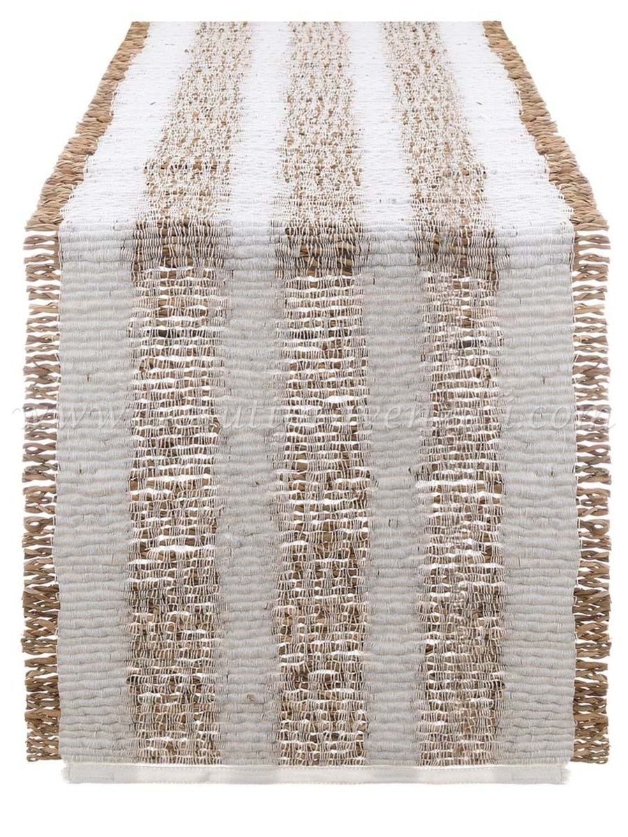 Blanc Mariclo runner/striscia centrotavola in seagrass serie Intrecci colore bianco