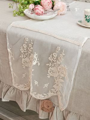 Blanc Mariclo runner / striscia centrotavola serie Dentelle shabby chic cm. 40x160