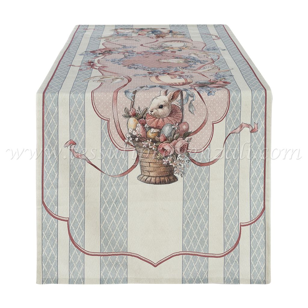 Blanc Mariclo runner / striscia centrotavola serie Joyeuses Paques 