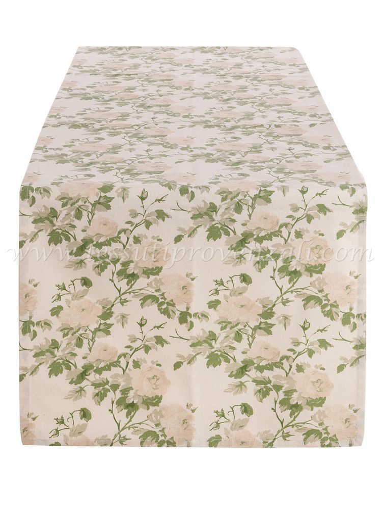 Blanc Mariclo runner / striscia centrotavola serie Rami d'Amore variante rose