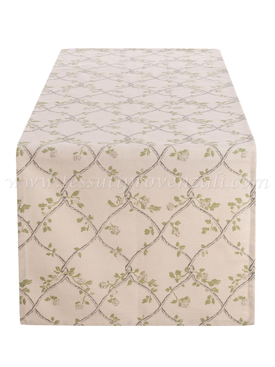 Blanc Mariclo runner / striscia centrotavola serie Rami d'Amore variante Intreccio floreale
