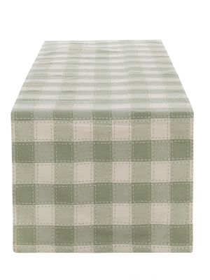 Blanc Mariclo runner / striscia centrotavola serie Rami d'Amore variante quadri verde
