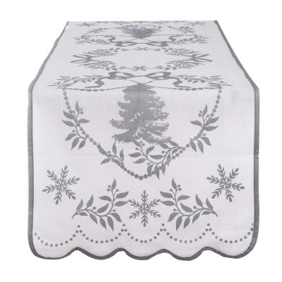 Blanc Mariclo runner/striscia centrotavola serie Shiny Christmas Silver cm.45x140
