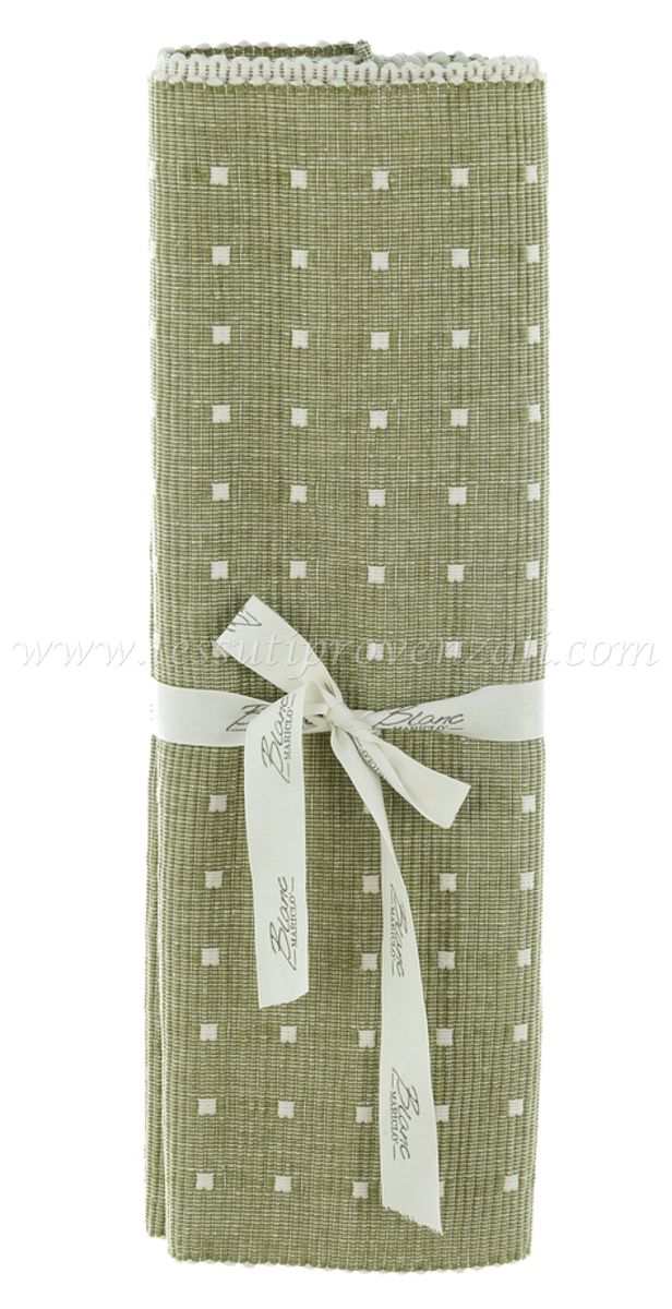 Blanc Mariclo runner/striscia centrotavola serie Taormina cm.40x150 colore verde