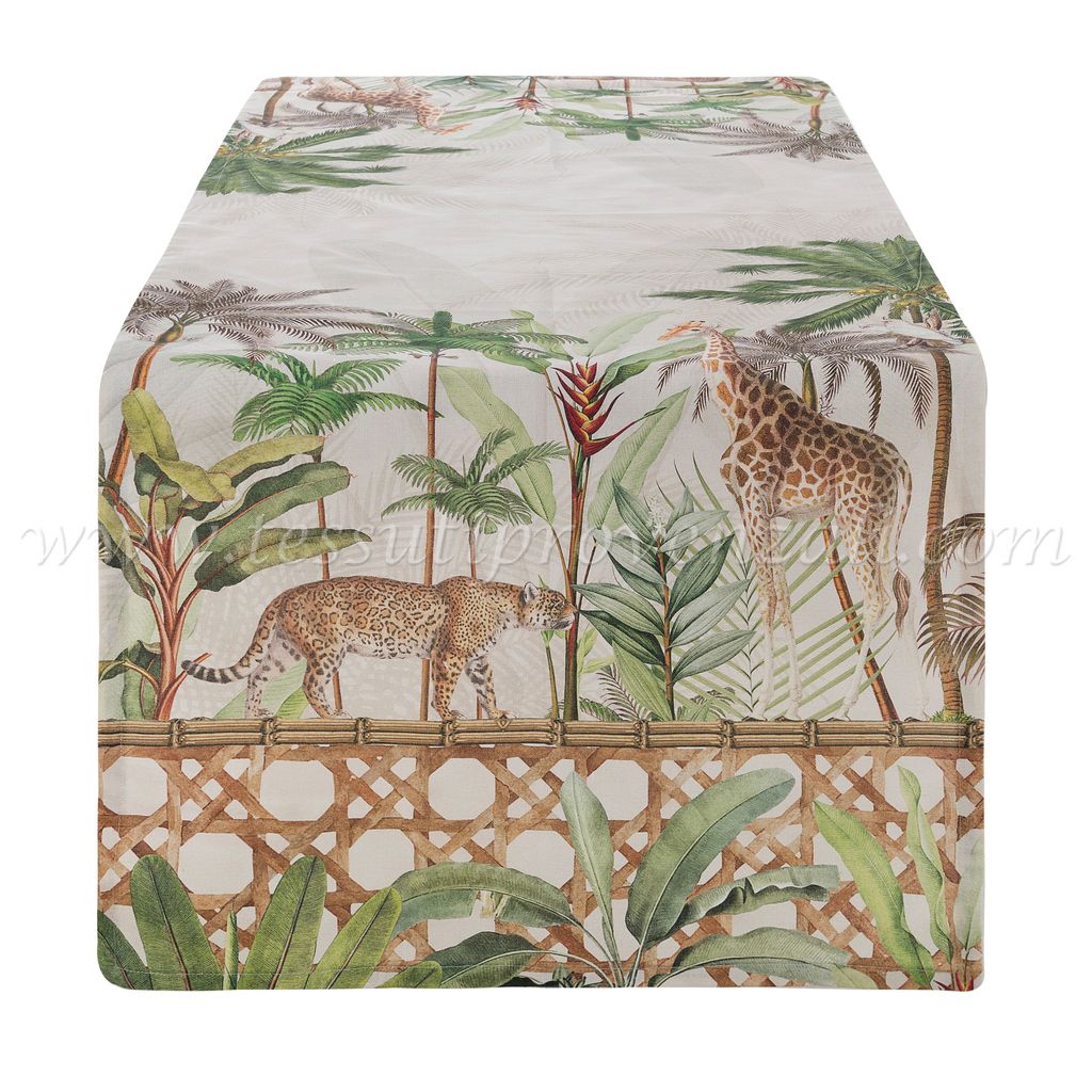 Blanc Mariclo runner/striscia centrotavola stile jungle serie Palmeraie