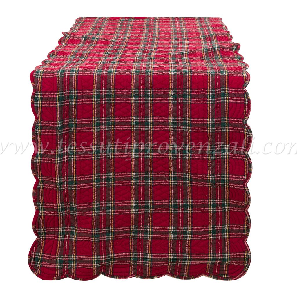 Blanc Mariclo runner trapuntato tartan serie Carmen 45x140