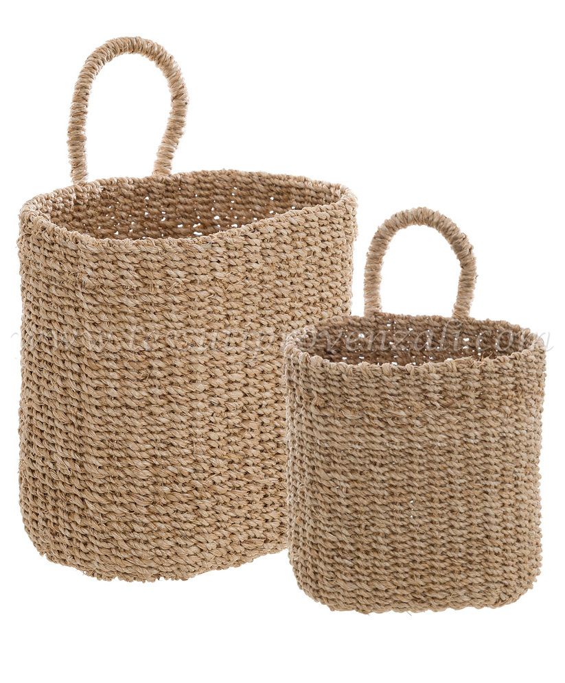Blanc Mariclo set 2 cestini serie Intrecci colore naturale