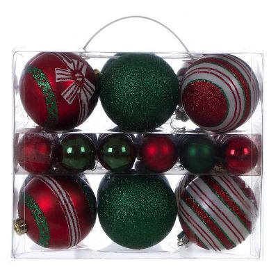 Blanc Mariclo' set 36 palline di Natale verde e rosso diametro cm. 8 e 4