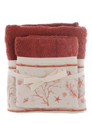 Blanc Mariclo set asciugamani in spugna viso+ospite serie Maldive colore corallo