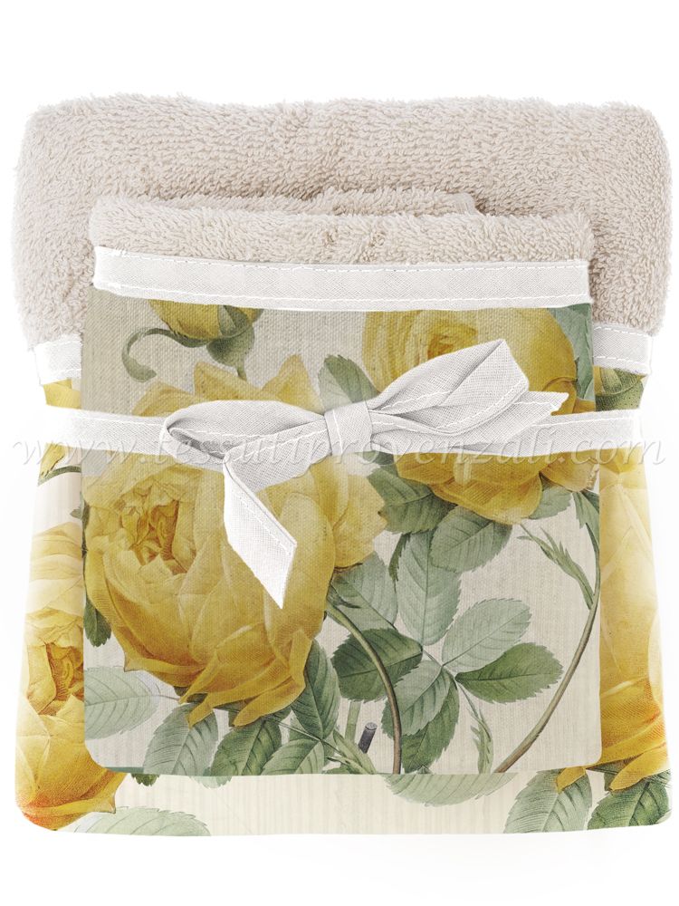 Blanc Mariclo set asciugamani spugna viso + ospite serie Peony variante avorio