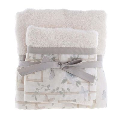 Blanc Mariclo set asciugamano viso + ospite serie Floral Twist colore avorio