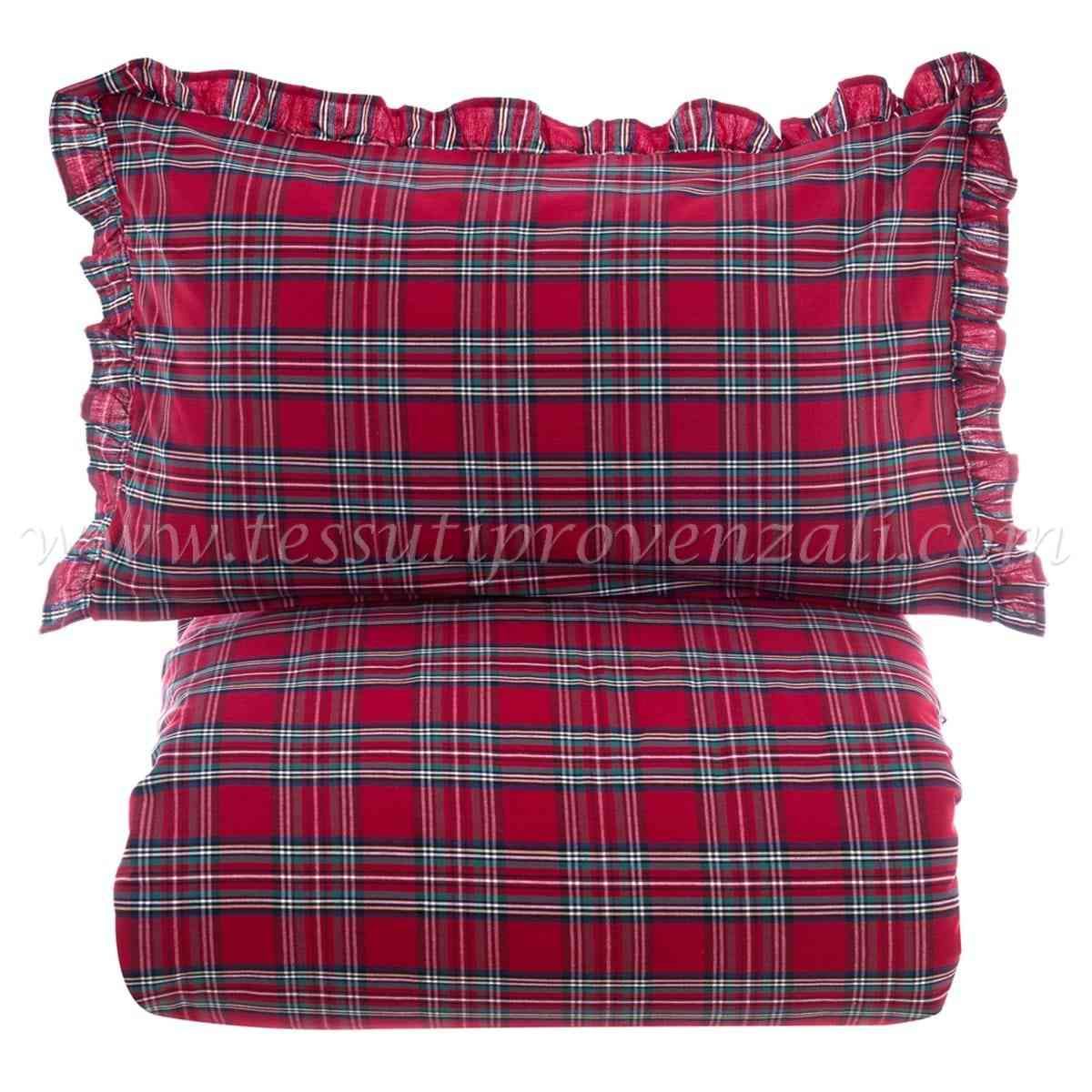 Blanc Mariclo set copripiumino matrimoniale completo di due federe serie Montana colore tartan rosso