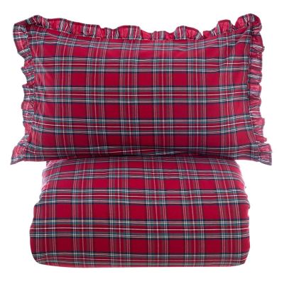 Blanc Mariclo set copripiumino matrimoniale completo di due federe serie Montana colore tartan rosso