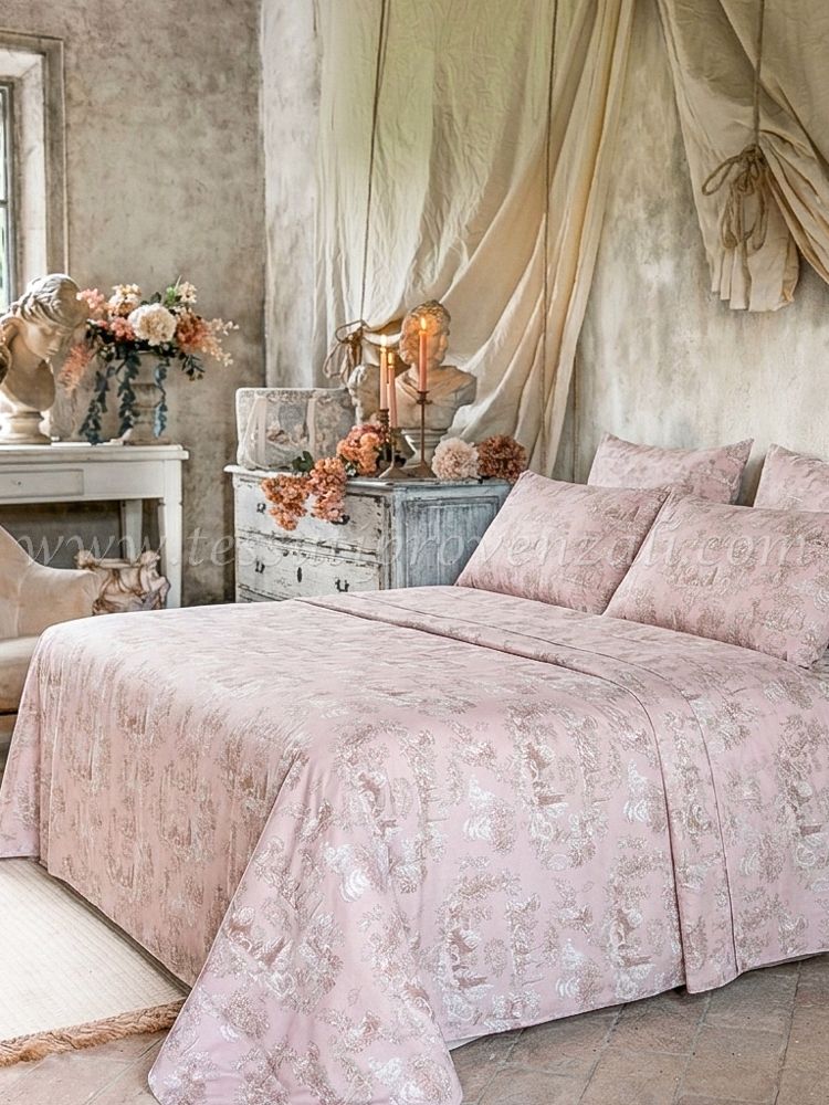 Blanc Mariclo set lenzuola matrimoniali serie Toile du Borgo colore rosa
