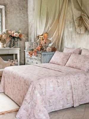 Blanc Mariclo set lenzuola matrimoniali serie Toile du Borgo colore rosa