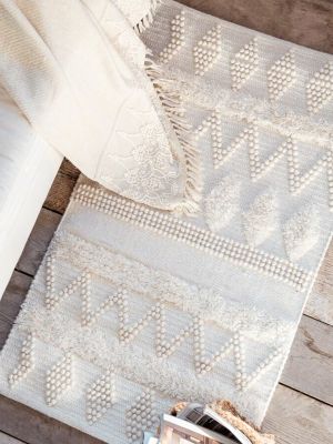 Blanc Mariclo tappeto misto lana e cotone serie Wool Collection cm.90x150 colore avorio