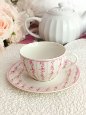 Blanc Mariclo' tazza da the con piattino in porcellana serie Le Rose del Borgo - variante 1