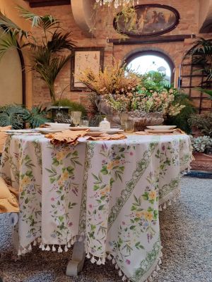 Blanc Mariclo' telo copritutto/tovaglia serie Wild Flowers cm.160x280