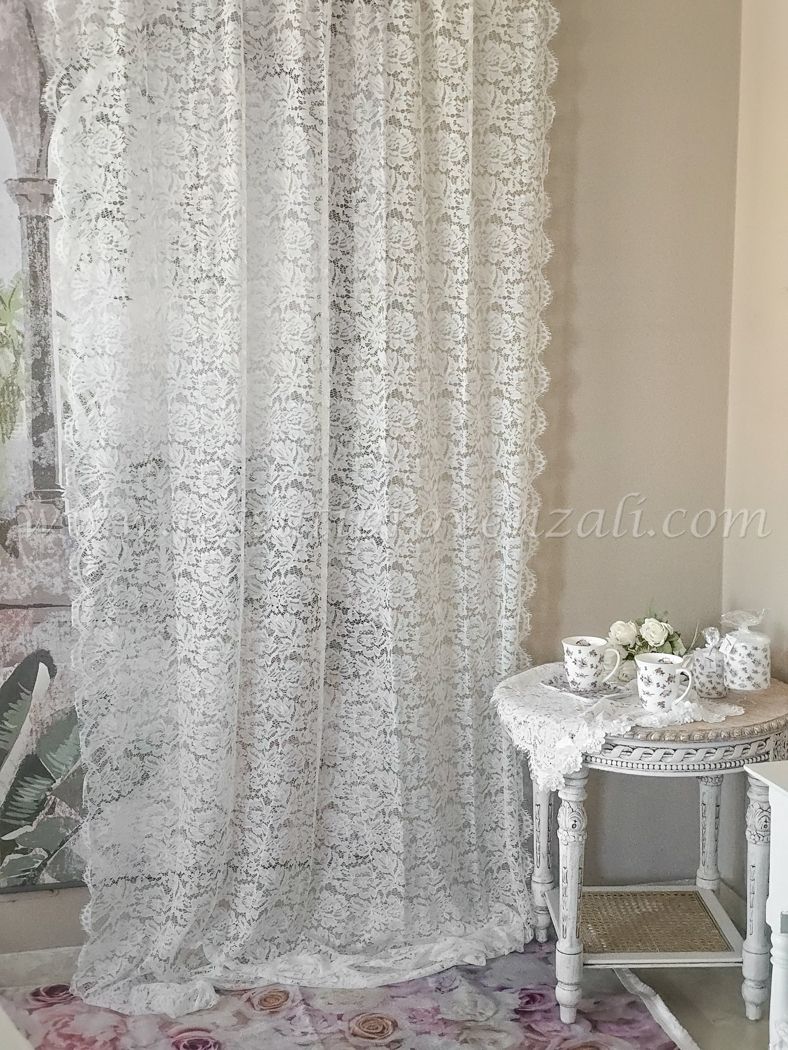 Blanc Mariclo tendone in pizzo serie Dentelle Floral colore avorio chiaro
