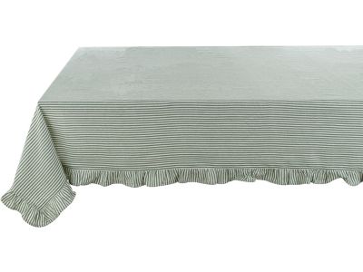 Blanc Mariclo tovaglia a righe con volant serie Taormina cm.162x192