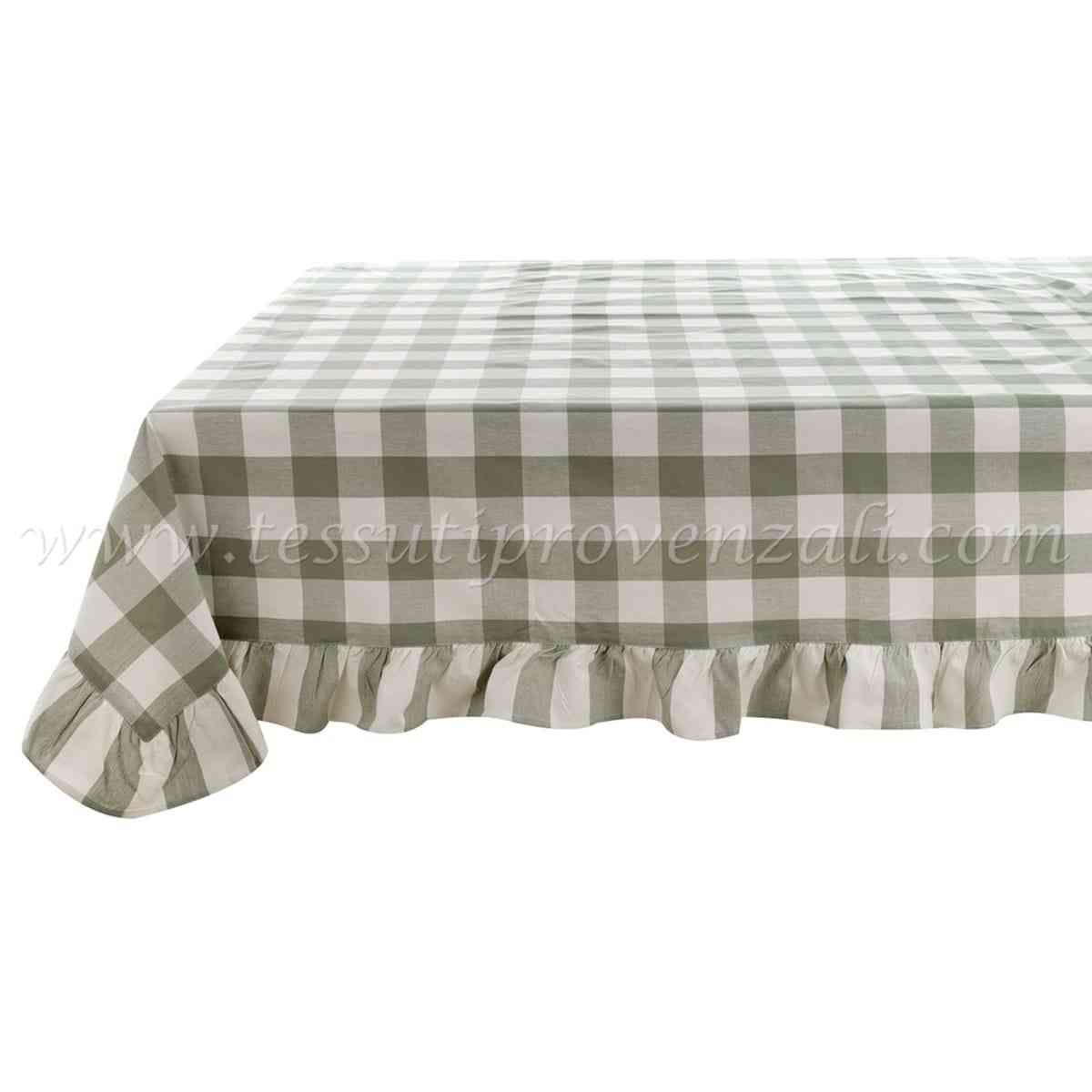 Blanc Mariclo tovaglia con balze serie Bolgheri cm.170x300 colore verde