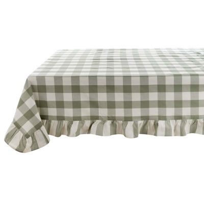 Blanc Mariclo tovaglia con balze serie Bolgheri cm.170x300 colore verde