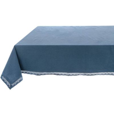 Blanc Mariclo tovaglia con bordo crochet serie Infinity azzurro cm. 150x180