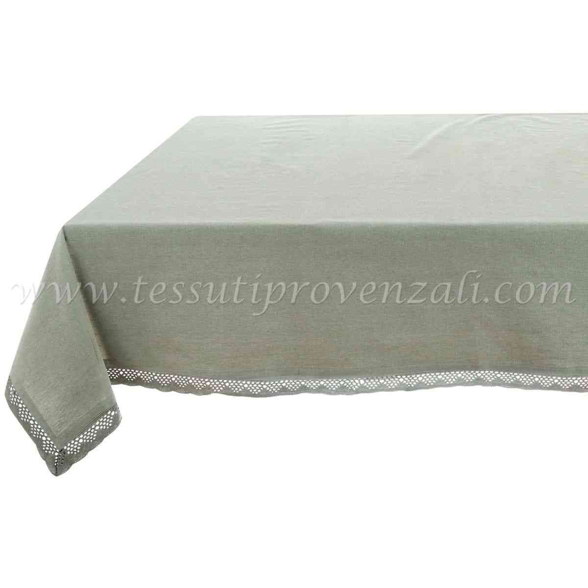 Blanc Mariclo tovaglia con bordo crochet serie Infinity verde cm. 150x290