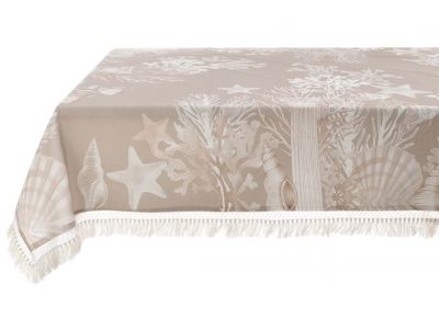 Blanc Mariclo tovaglia con frange serie La Mer Onirique cm.170x240