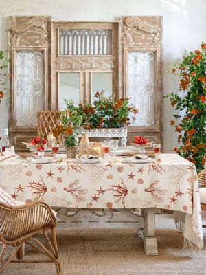 Blanc Mariclo tovaglia con frange serie Maldive cm.150x180