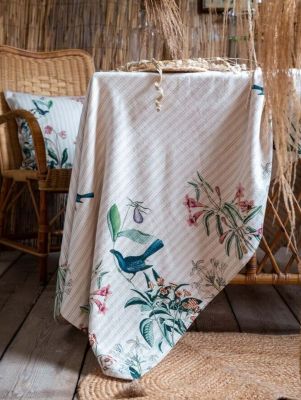 Blanc Mariclo tovaglia con nappe serie Sogno d'Amore cm.160x220