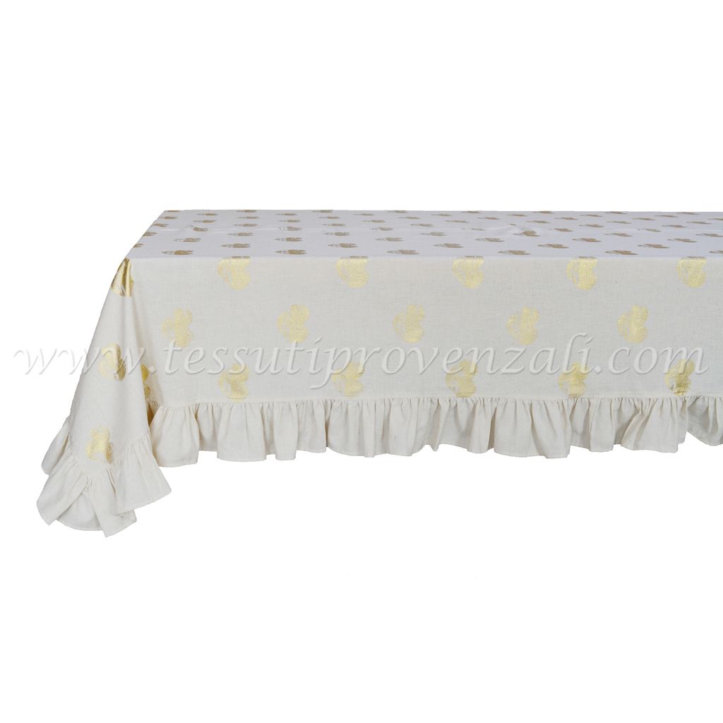 Blanc Mariclo tovaglia con volant serie Cuori Elite cm. 170x240