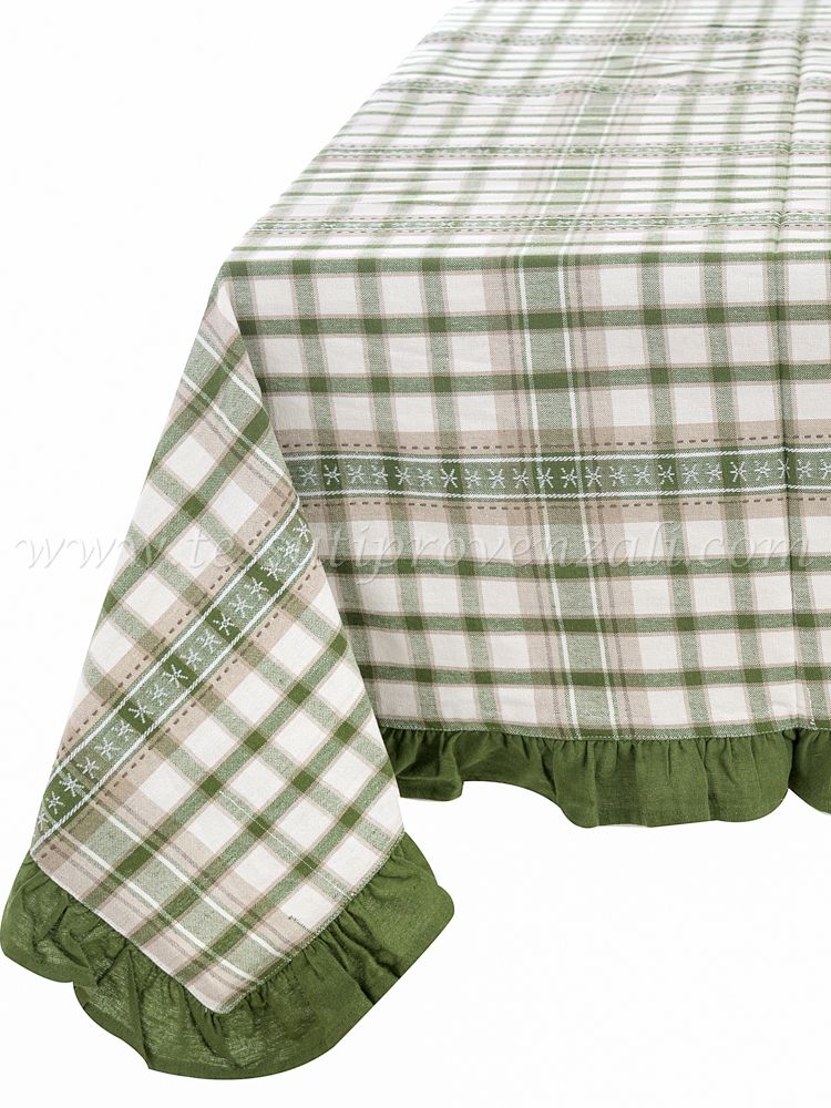 Blanc Mariclo tovaglia con volant serie Foresta Nobile cm.150x190