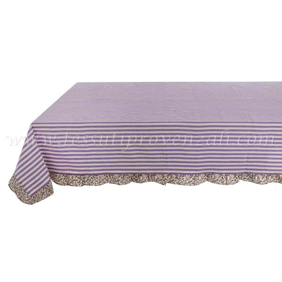 Blanc Mariclo tovaglia con volant serie Linda Collection cm. 160x230 variante righe