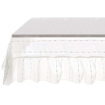 Blanc Mariclo tovaglia copritavolo leggero  con balza serie Plumetis cm. 180x250
