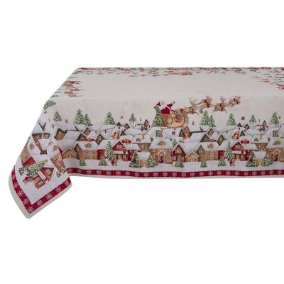 Blanc Mariclo tovaglia copritavolo quadrata serie Gobelin Natale cm. 140x140